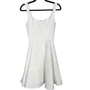 Alice Walk Size 0 White Fit and Flare Jacquard Mini Dress Square Neck Wedding